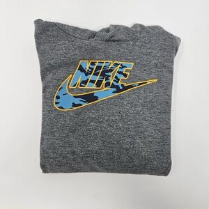 Nike Heather Gray Sweater with Blue Camo Logo